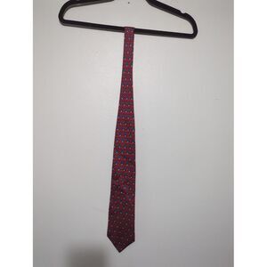 Christian Dior Monsieur Mens All Silk Tie Geometric Pin Blue Red Pattern